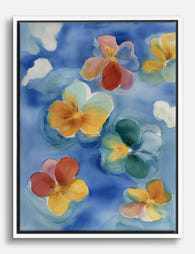 Floating Pansies Bliss Canvas Print - White