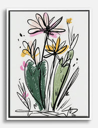 Whimsical Wild Blooms Canvas Print - White