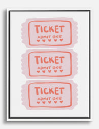 Pink Admit One Tickets Canvas Print White