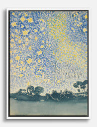 Henri Edmond Cross Landscape with Stars Canvas Print - White