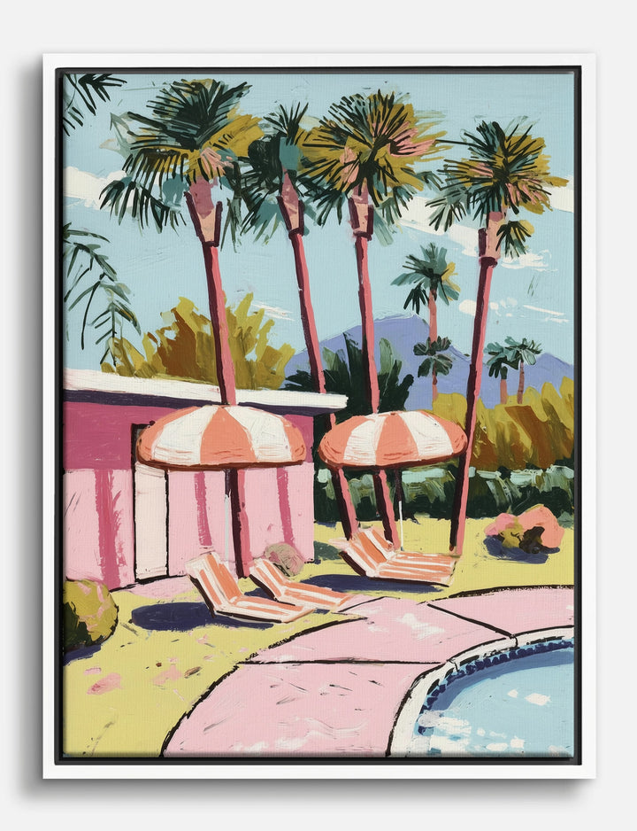 Palm Springs Poolside Chic Canvas Print White