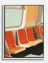 Retro Subway Seats Canvas Print White