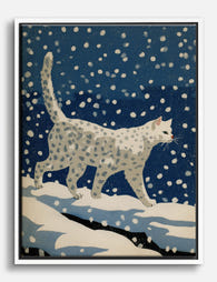 Winter Stroll Cat Canvas Print White