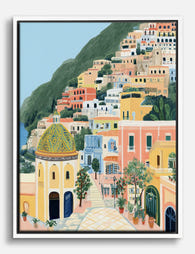 Positano Pastel Escape Canvas Print White