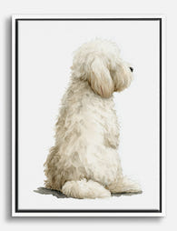 Fluffy Labradoodle Portrait Canvas Print White