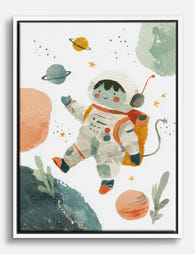 Little Explorer Astronaut Canvas Print White