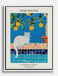 Matisse Lemon Pool Cat Canvas Print White
