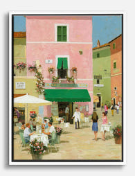 Italian Café Daydream Canvas Print White
