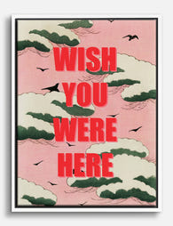 Wish You Were Here Clouds Canvas Print White