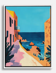 Italian Riviera View Canvas Print White
