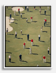 Golfers in Motion Canvas Print White