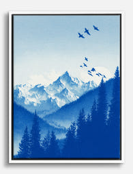 Alpine Serenity in Blue Canvas Print White