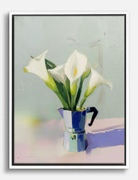 Calla Lilies in Mocha Pot Canvas Print White