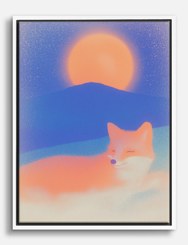 Neon Fox Serenity Canvas Print White