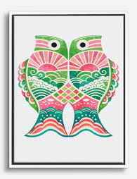 Pink & Green Koi Harmony Canvas Print White