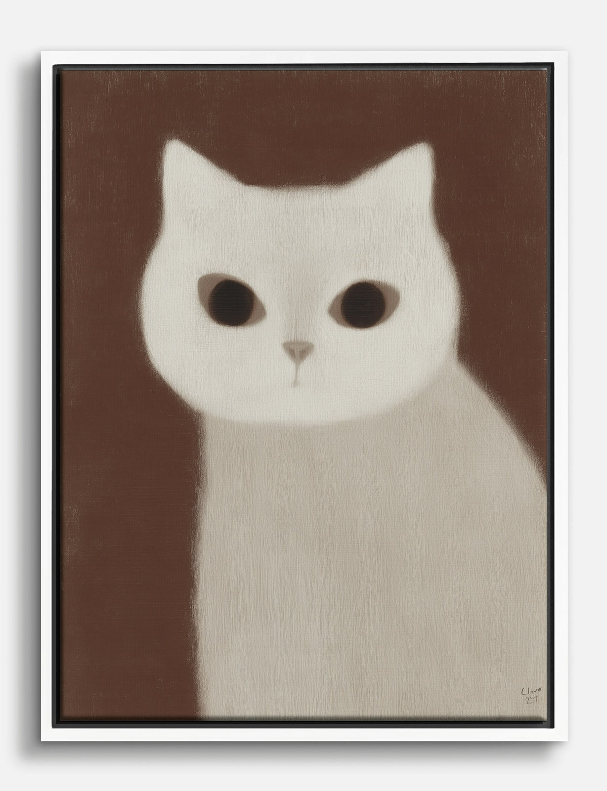 Soft Gaze White Cat Canvas Print White
