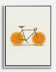 Citrus Wheel Bicycle Canvas Print White