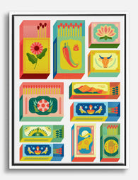 Vibrant Matchbox Motifs Canvas Print White