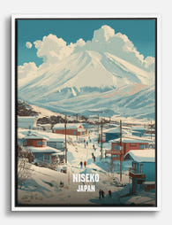 Snowy Niseko Village Canvas Print White