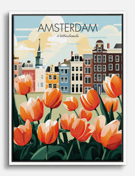 Amsterdam Tulip Charm Canvas Print White