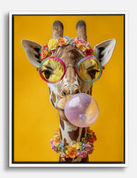 Groovy Giraffe Vibes Canvas Print White