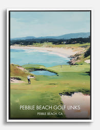 Pebble Beach Coastal View Canvas Print - White