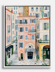 French Riviera Charm Canvas Print White
