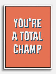 Total Champ Statement Canvas Print White