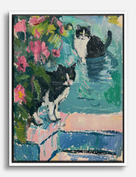 Matisse Inspired Poolside Cats Canvas Print White