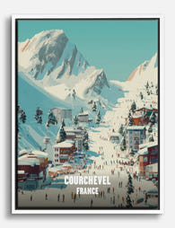 Courchevel Ski Village Canvas Print White
