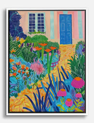 Sunlit Garden Pathway Canvas Print White