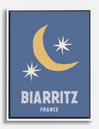 Biarritz Moon & Stars Poster Canvas Print White