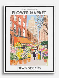 New York Flower Market Charm Canvas Print White