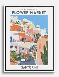 Santorini Market Vibes Canvas Print White