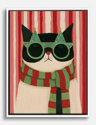 Festive Feline Flair Canvas Print White