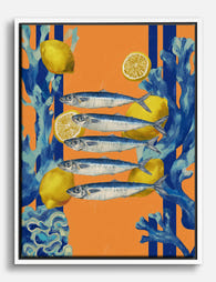 Sardines & Citrus Pop Canvas Print - White