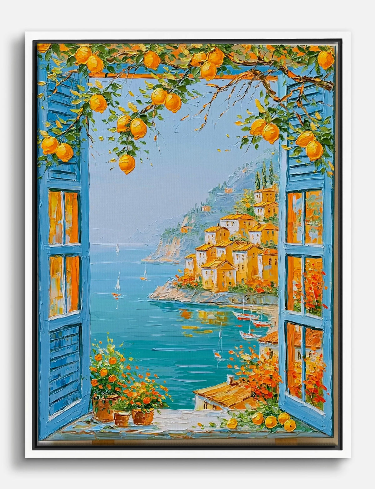 Lemon Window Over the Bay Canvas Print White