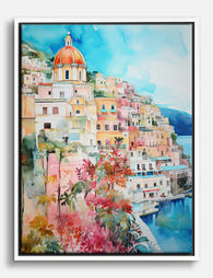 Vibrant Positano Escape Canvas Print White