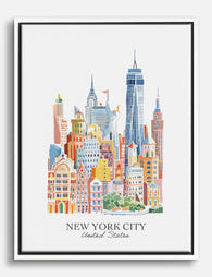 Vibrant NYC Skyline Canvas Print White