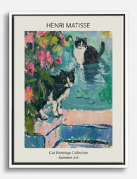 Matisse Summer Cats Canvas Print White