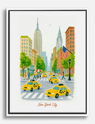 Vibrant NYC Street Scene Canvas Print - White