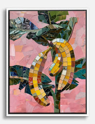 Pink Mosaic Bananas Canvas Print White