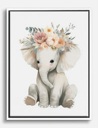 Sweet Elephant Blossom Canvas Print White