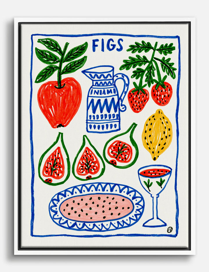 Figs Kitchen Still Life Canvas Print White