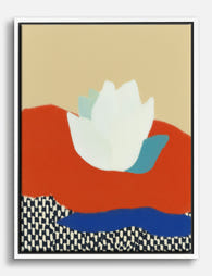 Modern Lotus Bloom Canvas Print White