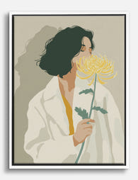 Chrysanthemum Muse Canvas Print - White