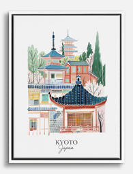 Kyoto Charm Canvas Print White