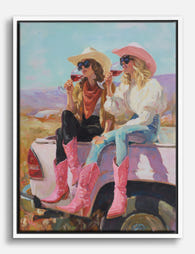 Pink Boots & Prairie Vibes Canvas Print White