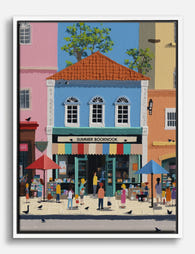 Summer Bookstore Charm Canvas Print White