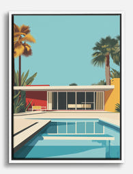 Palm Springs Modern Oasis Canvas Print - White